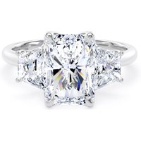 18ct White Gold 4.20cttw Radiant and Trapezoid Cut Lab Grown Diamond 3 Stone Engagement Ring - Ring Size T.5