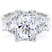 18ct White Gold 6.40cttw Radiant and Trapezoid Cut Lab Grown Diamond 3 Stone Engagement Ring - Ring Size G