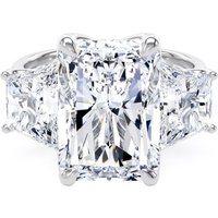 18ct White Gold 9.00cttw Radiant and Trapezoid Cut Lab Grown Diamond 3 Stone Engagement Ring - Ring Size N