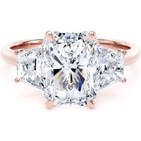 18ct Rose Gold 4.20cttw Radiant and Trapezoid Cut Lab Grown Diamond 3 Stone Engagement Ring - Ring Size P.5
