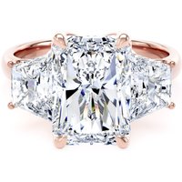 18ct Rose Gold 6.40cttw Radiant and Trapezoid Cut Lab Grown Diamond 3 Stone Engagement Ring - Ring Size X.5