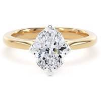 18ct Yellow Gold and Platinum 1.50cttw Compass Set Oval Cut Lab Grown Diamond Solitaire Engagement Ring - Ring Size F