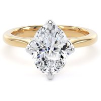 18ct Yellow Gold and Platinum 2.00cttw Compass Set Oval Cut Lab Grown Diamond Solitaire Engagement Ring - Ring Size Q.5