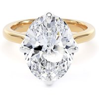 18ct Yellow Gold and Platinum 5.00cttw Compass Set Oval Cut Lab Grown Diamond Solitaire Engagement Ring - Ring Size X