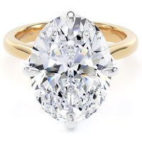 18ct Yellow Gold and Platinum 7.00cttw Compass Set Oval Cut Lab Grown Diamond Solitaire Engagement Ring - Ring Size G
