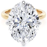 18ct Yellow Gold and Platinum 10.00cttw Compass Set Oval Cut Lab Grown Diamond Solitaire Engagement Ring - Ring Size H.5