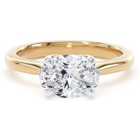 18ct Yellow Gold and Platinum 1.50cttw East-West Oval Cut Lab Grown Diamond Solitaire Engagement Ring - Ring Size J