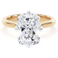 18ct Yellow Gold and Platinum 5.00cttw Compass Set Radiant Cut Lab Grown Diamond Solitaire Engagement Ring - Ring Size V.5