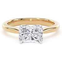 18ct Yellow Gold and Platinum 1.50cttw East-West Radiant Cut Lab Grown Diamond Solitaire Engagement Ring - Ring Size Q