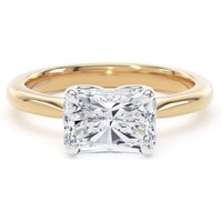 18ct Yellow Gold and Platinum 2.00cttw East-West Radiant Cut Lab Grown Diamond Solitaire Engagement Ring - Ring Size R