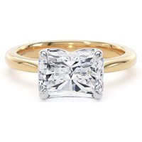 18ct Yellow Gold and Platinum 3.00cttw East-West Radiant Cut Lab Grown Diamond Solitaire Engagement Ring - Ring Size H.5