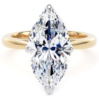 18ct Yellow Gold and Platinum 5.00cttw Marquise Cut Lab Grown Diamond Solitaire Engagement Ring - Ring Size F