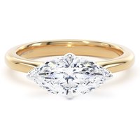 18ct Yellow Gold and Platinum 1.50cttw East-West Marquise Cut Lab Grown Diamond Solitaire Engagement Ring - Ring Size O.5