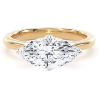 18ct Yellow Gold and Platinum 2.00cttw East-West Marquise Cut Lab Grown Diamond Solitaire Engagement Ring - Ring Size F
