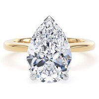 18ct Yellow Gold and Platinum 4.00cttw Pear Cut Lab Grown Diamond Solitaire Engagement Ring - Ring Size M.5