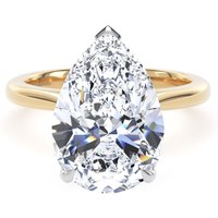 18ct Yellow Gold and Platinum 5.00cttw Pear Cut Lab Grown Diamond Solitaire Engagement Ring - Ring Size G.5