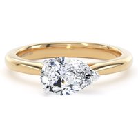 18ct Yellow Gold and Platinum 1.50cttw East-West Pear Cut Lab Grown Diamond Solitaire Engagement Ring - Ring Size G