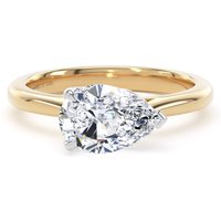 18ct Yellow Gold and Platinum 2.00cttw East-West Pear Cut Lab Grown Diamond Solitaire Engagement Ring - Ring Size R.5