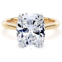 18ct Yellow Gold and Platinum 5.00cttw Elongated Cushion Cut Lab Grown Diamond Solitaire Engagement Ring - Ring Size P