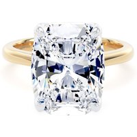 18ct Yellow Gold and Platinum 7.00cttw Elongated Cushion Cut Lab Grown Diamond Solitaire Engagement Ring - Ring Size N