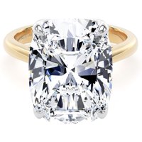 18ct Yellow Gold and Platinum 10.00cttw Elongated Cushion Cut Lab Grown Diamond Solitaire Engagement Ring - Ring Size N