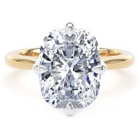 18ct Yellow Gold and Platinum 5.00cttw Compass Set Elongated Cushion Cut Lab Grown Diamond Solitaire Engagement Ring - Ring Size W.5