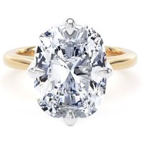 18ct Yellow Gold and Platinum 7.00cttw Compass Set Elongated Cushion Cut Lab Grown Diamond Solitaire Engagement Ring - Ring Size W