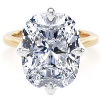 18ct Yellow Gold and Platinum 10.00cttw Compass Set Elongated Cushion Cut Lab Grown Diamond Solitaire Engagement Ring - Ring Size G.5