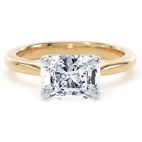 18ct Yellow Gold and Platinum 2.00cttw East-West Elongated Cushion Cut Lab Grown Diamond Solitaire Engagement Ring - Ring Size O.5