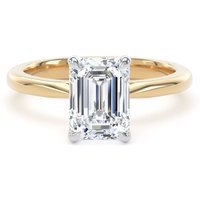 18ct Yellow Gold and Platinum 2.00cttw Emerald Cut Lab Grown Diamond Solitaire Engagement Ring - Ring Size I