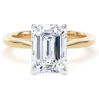 18ct Yellow Gold and Platinum 3.00cttw Emerald Cut Lab Grown Diamond Solitaire Engagement Ring - Ring Size L