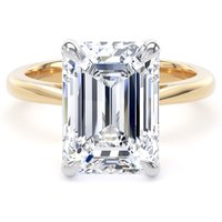 18ct Yellow Gold and Platinum 5.00cttw Emerald Cut Lab Grown Diamond Solitaire Engagement Ring - Ring Size O.5