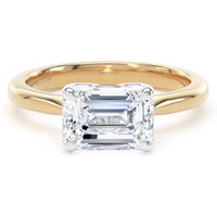18ct Yellow Gold and Platinum 2.00cttw East-West Emerald Cut Lab Grown Diamond Solitaire Engagement Ring - Ring Size N