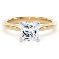 18ct Yellow Gold and Platinum 1.50cttw Princess Cut Lab Grown Diamond Solitaire Engagement Ring - Ring Size Y