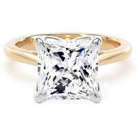 18ct Yellow Gold and Platinum 4.00cttw Princess Cut Lab Grown Diamond Solitaire Engagement Ring - Ring Size U