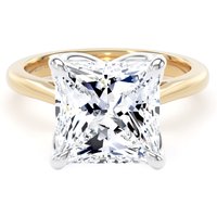 18ct Yellow Gold and Platinum 5.00cttw Princess Cut Lab Grown Diamond Solitaire Engagement Ring - Ring Size P.5