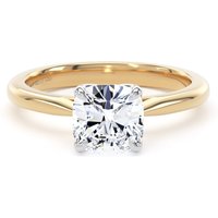 18ct Yellow Gold and Platinum 1.50cttw Cushion Cut Lab Grown Diamond Solitaire Engagement Ring - Ring Size I.5