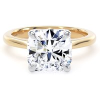 18ct Yellow Gold and Platinum 4.00cttw Cushion Cut Lab Grown Diamond Solitaire Engagement Ring - Ring Size T.5
