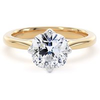 18ct Yellow Gold and Platinum Compass Set 2.00cttw Cushion Cut Lab Grown Diamond Solitaire Engagement Ring - Ring Size U