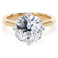 18ct Yellow Gold and Platinum Compass Set 5.00cttw Cushion Cut Lab Grown Diamond Solitaire Engagement Ring - Ring Size M