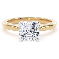 18ct Yellow Gold and Platinum 2.00cttw Asscher Cut Lab Grown Diamond Solitaire Engagement Ring - Ring Size I.5