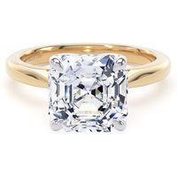 18ct Yellow Gold and Platinum 4.00cttw Asscher Cut Lab Grown Diamond Solitaire Engagement Ring - Ring Size T.5