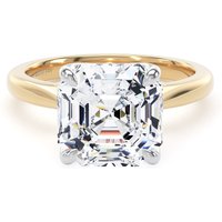 18ct Yellow Gold and Platinum 5.00cttw Asscher Cut Lab Grown Diamond Solitaire Engagement Ring - Ring Size H