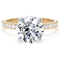 18ct Yellow Gold and Platinum 2.70cttw Round Lab Grown Diamond Set Shoulder Solitaire Engagement Ring - Ring Size M.5