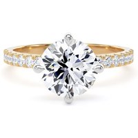 18ct Yellow Gold and Platinum Compass Set 2.20cttw Round Lab Grown Diamond Set Shoulder Solitaire Engagement Ring - Ring Size M