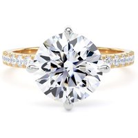 18ct Yellow Gold and Platinum Compass Set 3.25cttw Round Lab Grown Diamond Set Shoulder Solitaire Engagement Ring - Ring Size Y