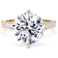 18ct Yellow Gold and Platinum Compass Set 4.25cttw Round Lab Grown Diamond Set Shoulder Solitaire Engagement Ring - Ring Size V