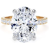 18ct Yellow Gold and Platinum 5.25cttw Oval Lab Grown Diamond Set Shoulder Solitaire Engagement Ring - Ring Size I.5