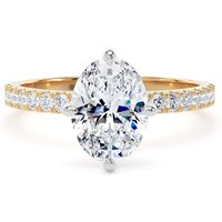 18ct Yellow Gold and Platinum Compass Set 1.70cttw Oval Lab Grown Diamond Set Shoulder Solitaire Engagement Ring - Ring Size N