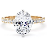 18ct Yellow Gold and Platinum Compass Set 2.20cttw Oval Lab Grown Diamond Set Shoulder Solitaire Engagement Ring - Ring Size Y.5